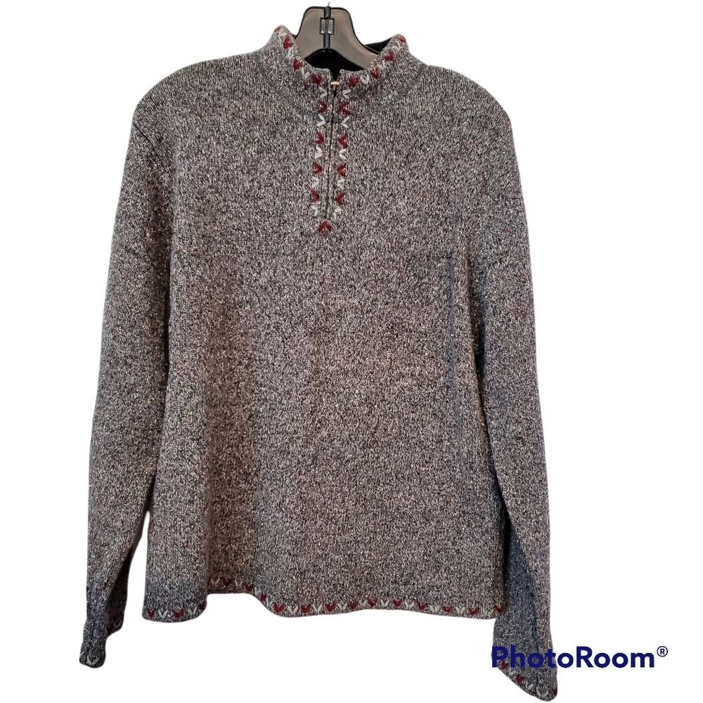 Vintage Woolrich quarter zip wool blend gray heathered sweater pullover large